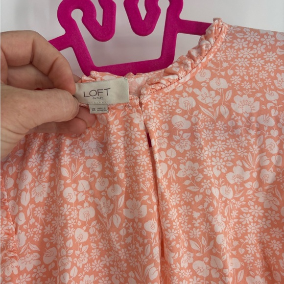 Loft Lightweight Peach Colored Floral Dress - Picture 2 of 12